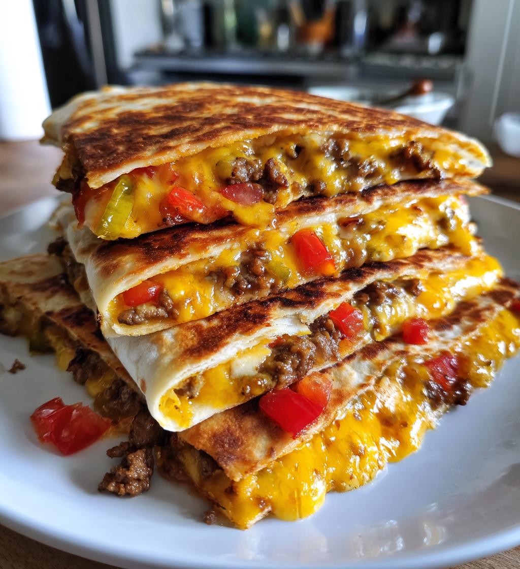 cheeseburger quesadillas - detail 1