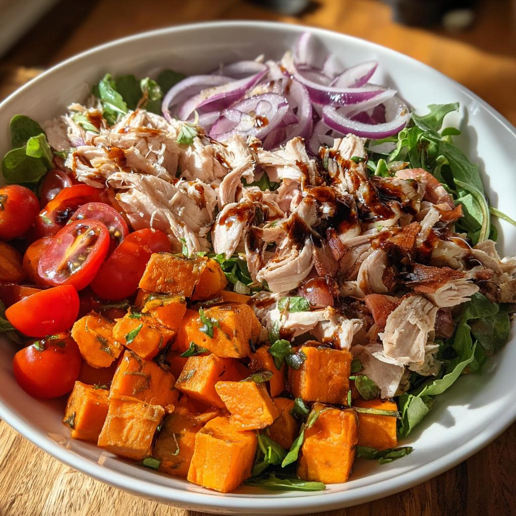 healthy chicken and sweet potato salad - detail 1