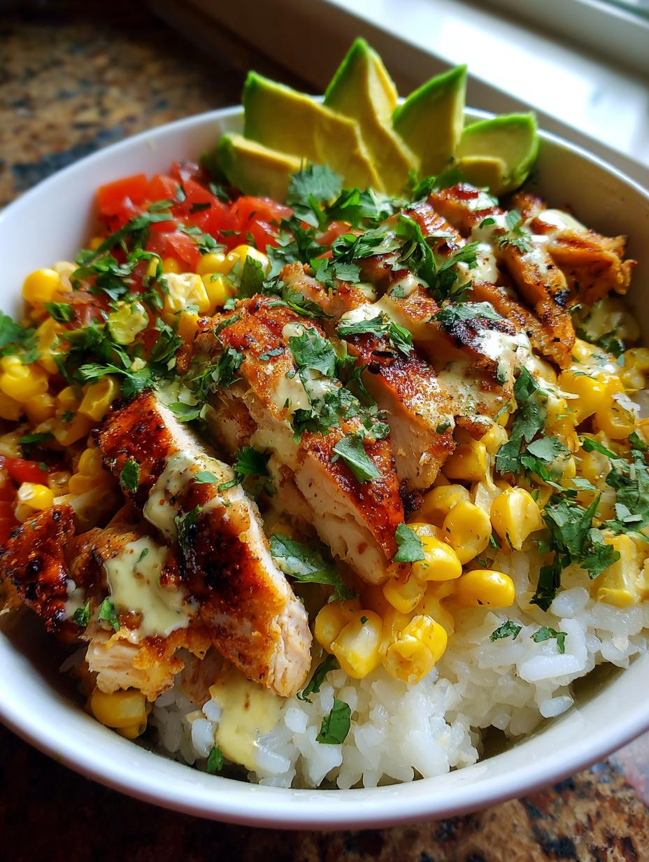 street corn chicken rice bowl - detail 1
