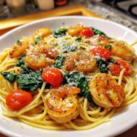 tomato spinach shrimp pasta